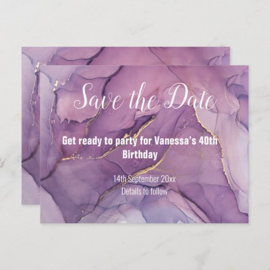 LIXE MARBLE ABSTRACT PAARS ANNOUNCTION BRIEFKAART (Voorkant / Achterkant)