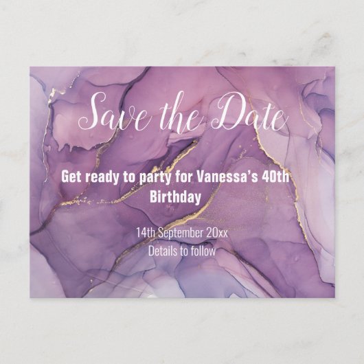 LIXE MARBLE ABSTRACT PAARS ANNOUNCTION BRIEFKAART (Voorkant)