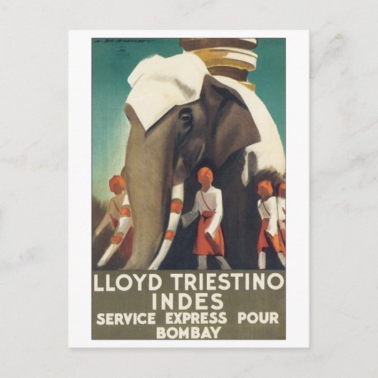Liyd Triestino indes Service Express Pour Bombay Briefkaart (Voorkant)