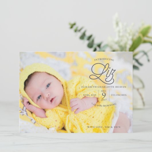 Liz Heaven Birth Announcement Aankondiging (Staand voorkant)