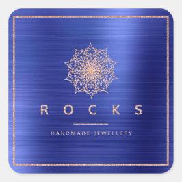 Liz Mandala Roze Rose Gold Cobalt Blue Metallic Vierkante Sticker