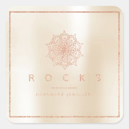 Liz Mandala Roze Rose Gold Metallic Parly Vierkante Sticker