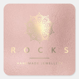 Liz Mandala Roze Rose Gold Metallic White 2 Vierkante Sticker