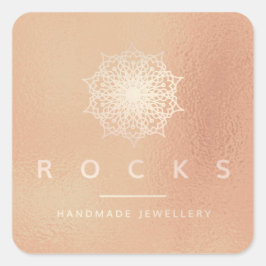 Liz Mandala Roze Rose Gold Metallic White 3 Vierkante Sticker