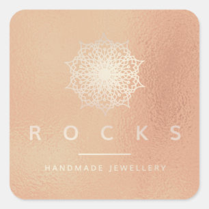 Liz Mandala Roze Rose Gold Metallic White 3 Vierkante Sticker
