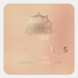 Liz Mandala Roze Rose Gold Metallic White 4 Vierkante Sticker