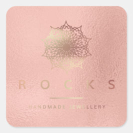 Liz Mandala Roze Rose Gold Metallic White 5 Vierkante Sticker