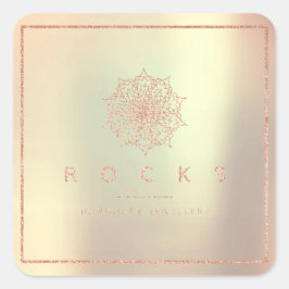 Liz Mandala Roze Rose Goud Metallic Lijst Vierkante Sticker