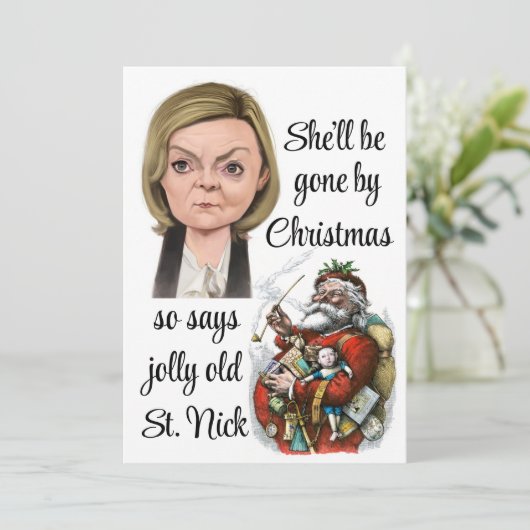 Liz Truss zal met Kerstmis weg zijn Bedankkaart (Staand voorkant)