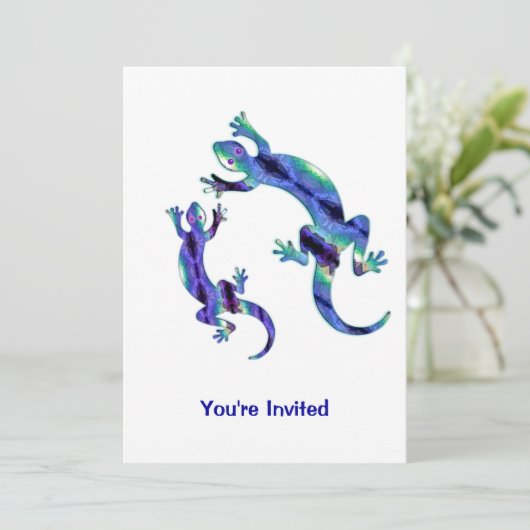 LIZARD 1 DUO BLUE EN GROENE MOSAIC KAART (Staand voorkant)