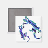 LIZARD 1 DUO BLUE EN GROENE MOSAIC MAGNEET (Voorkant / Achterkant)