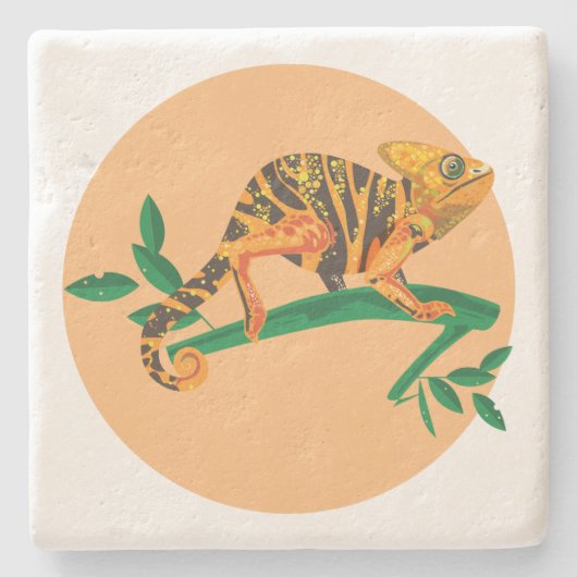 Lizard 3 Stone Coaster Stenen Onderzetter (Voorkant)