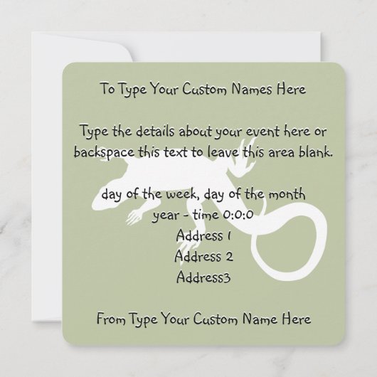 Lizard Art Invitalized Reptile RSVP Kaart (Achterkant)
