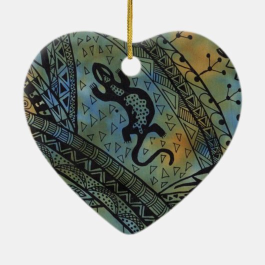 Lizard Batik Keramisch Ornament (Achterkant)