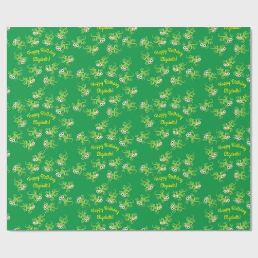 Lizard Birthday Party Cadeaupapier (Vlak)