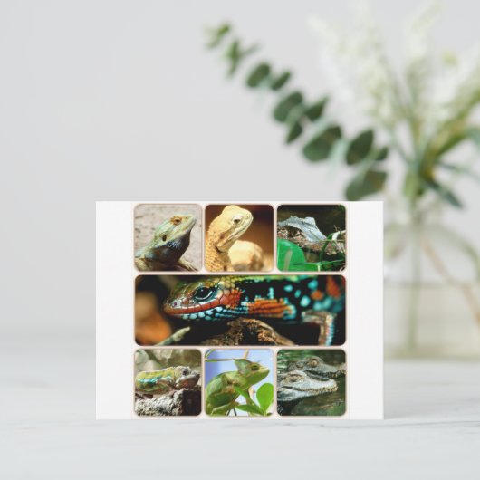 Lizard Collage Briefkaart (Staand voorkant)
