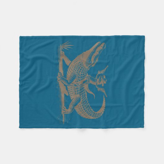 Lizard Cowboy Riding Crocodile Alligator Western A Fleece Deken (Voorkant (Horizontaal))
