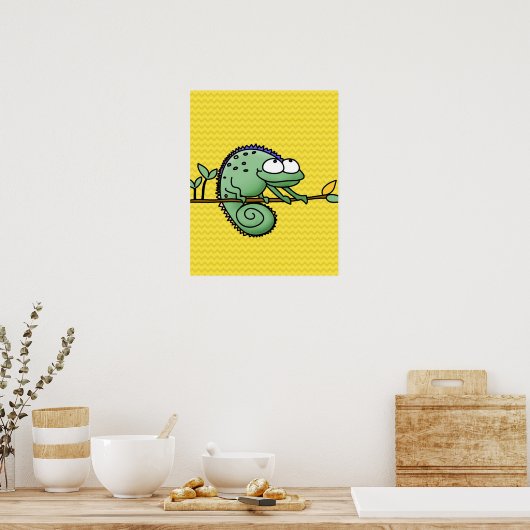 Lizard Funny Cartoon Illustration Poster (Keuken)