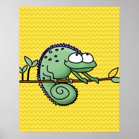 Lizard Funny Cartoon Illustration Poster (Voorkant)