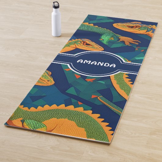 Lizard geometrisch kleurrijk gepersonaliseerd patr yogamat (In situ)
