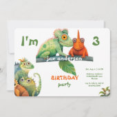 Lizard kleurrijke verjaardagsfeestje kaart (Voorkant)