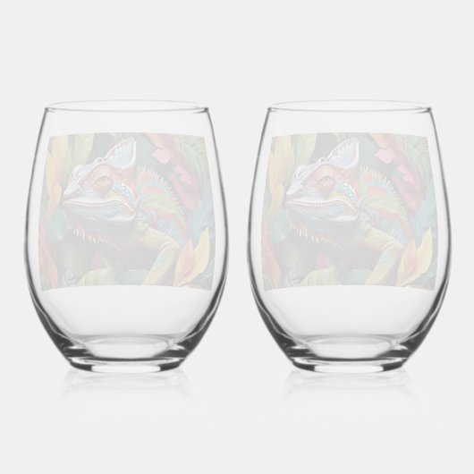 Lizard Leaves & Colour    Wijnglas Zonder Voet (Achterkant)