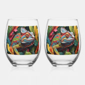 Lizard Leaves & Colour    Wijnglas Zonder Voet (Voorkant)