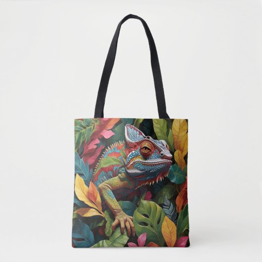 Lizard Leaves & Kleur Tote Bag (Voorkant)