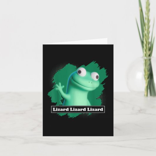 Lizard Lizard Elio Meme Funny Design T-shirt Kaart (Voorkant)