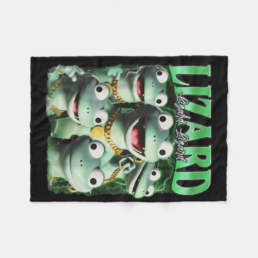 Lizard Lizard Funny Meme Lizard Bootleg Wei Fleece Deken (Voorkant (Horizontaal))