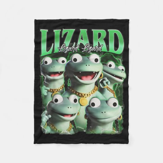 Lizard Lizard Funny Meme Lizard Bootleg Wei Fleece Deken (Voorkant)