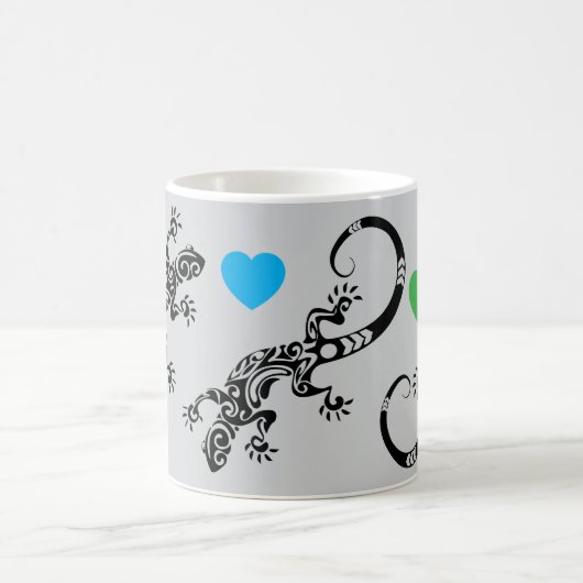 Lizard Lover Coffee Mug with Rainbow Hearts Koffiemok (Center)