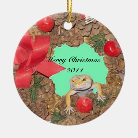 Lizard Lovin Holiday Keramisch Ornament (Voorkant)