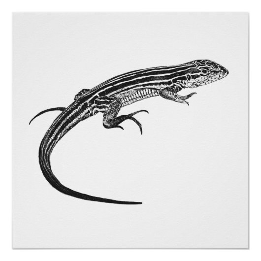 Lizard Monochrome Print Perfect Poster (Voorkant)