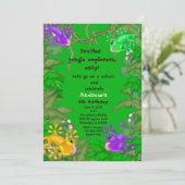 Lizard Oerwoud Birthday Uitnodiging (Staand voorkant)