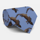 LIZARD PATTERN BLAUW via Slipperywindow Stropdas (Opgerold)