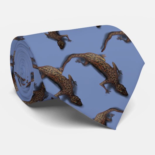 LIZARD PATTERN BLAUW via Slipperywindow Stropdas (Opgerold)