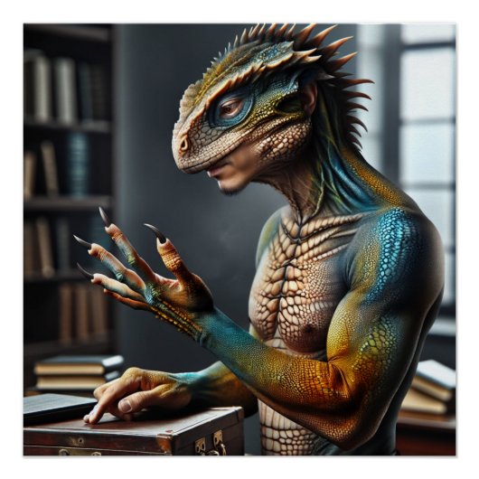 Lizard People Fantasy Conspiracy Poster Kunst (Voorkant)