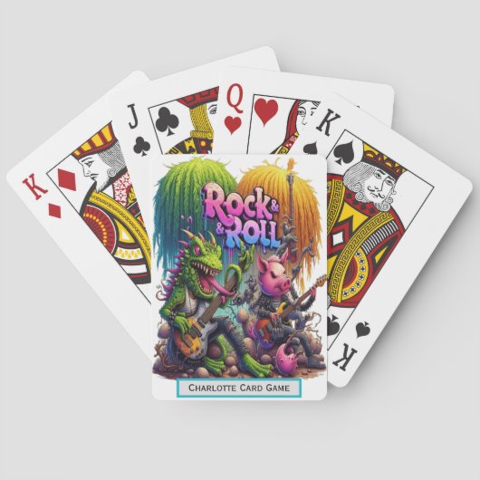 Lizard & Pig Rock Out Monogram Go Fish spel Pokerkaarten (Achterkant)