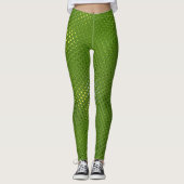 Lizard Skin Print Groen Gele Leggings (Voorkant)