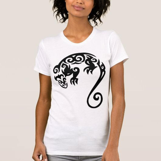 LIZARD TRIBAL BLACK T SHIRT (Voorkant)