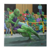 Lizard Warrior Wrestling Fantasy Art keramische Te Tegeltje (Voorkant)