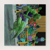 Lizard Warrior Wrestling Large Fantasy Art Puzzle Legpuzzel (Horizontaal)