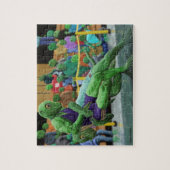 Lizard Warrior Wrestling Small Fantasy Art Puzzle Legpuzzel (Verticaal)