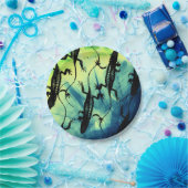 Lizards Black Blue Green Reptile Background Papieren Bordje (Feest)