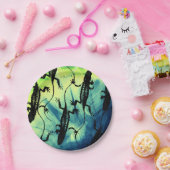 Lizards Black Blue Green Reptile Background Papieren Bordje (Feest)