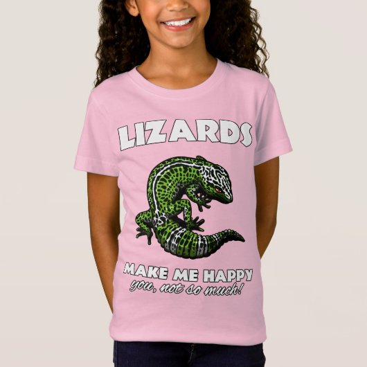 Lizards maken me blij met Cute Gecko Reptile T-shirt (Voorkant)