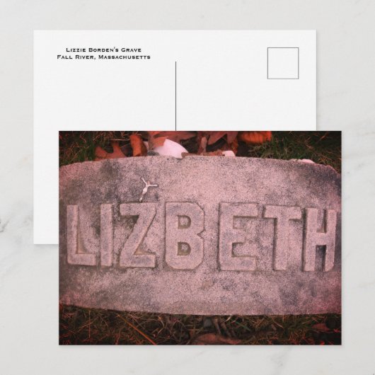 Lizzie Borden Grave Marker - Herfst River, MA Briefkaart (Voorkant / Achterkant)