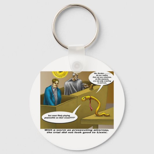 Lizzie Borden Trial Funny Cartoon Gifts Sleutelhanger (Voorkant)
