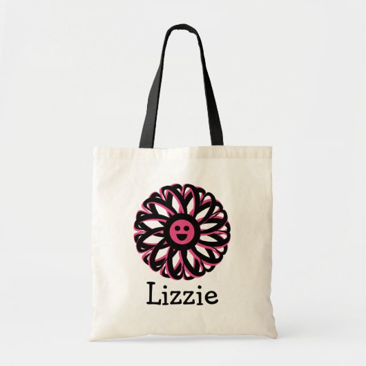 Lizzie Happy Flower Personalized Canvas tas (Voorkant)